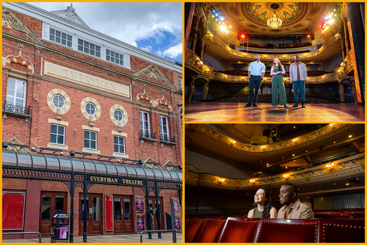 (Left) Everyman Theatre exterior (right) Interior images of Everyman Theatre photographed by Jack Boskett.